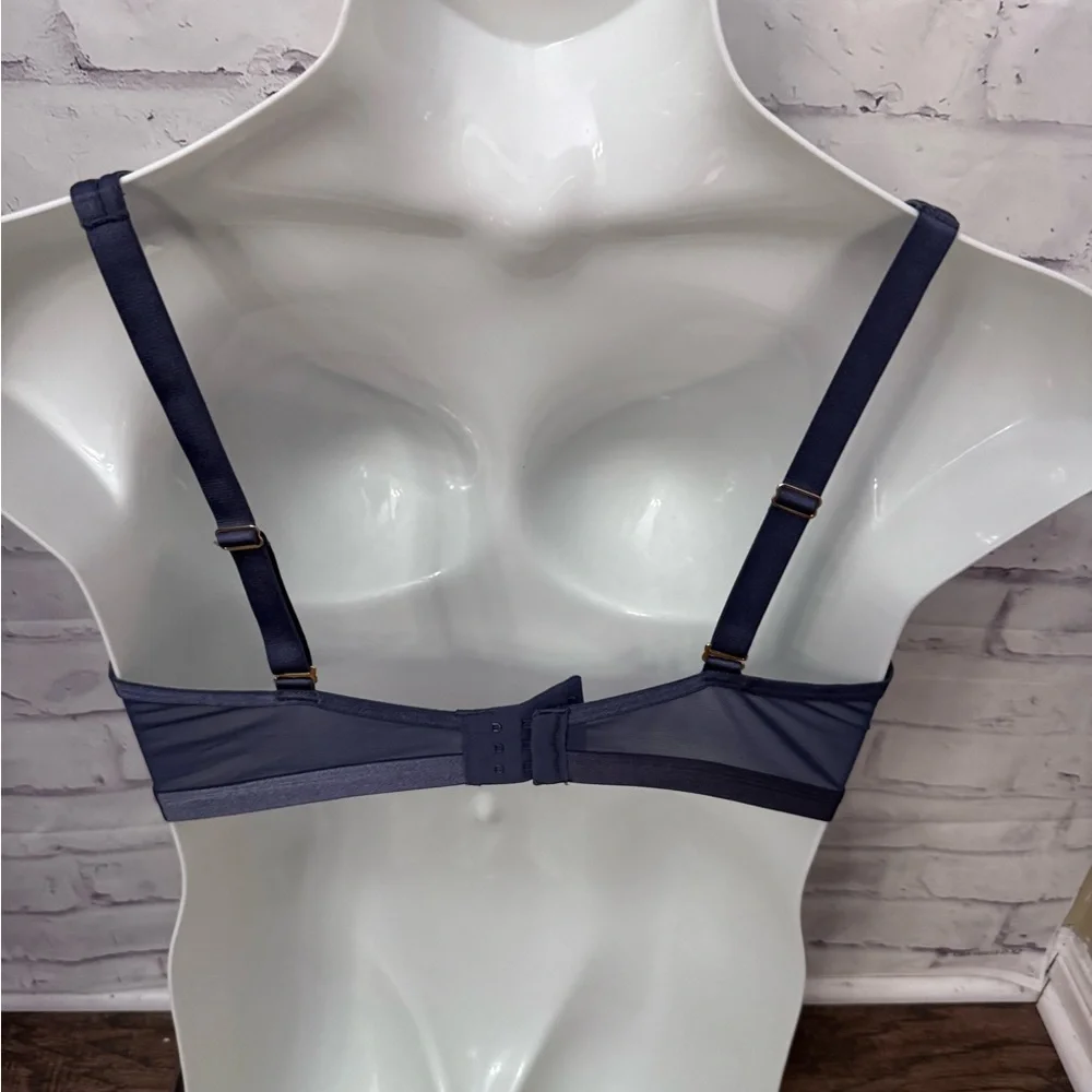 Soma Bra 38DD‎ Unbelievable Lift Scoop Balconette Blue Sheer Unlined Underwire